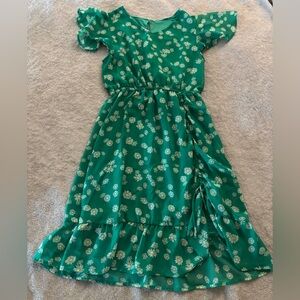 Girls Green Floral Dress
